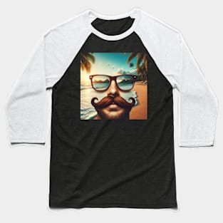 Mustache on a Beach Vacation Baseball T-Shirt